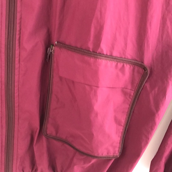 Vintage 80s 90s Mens XL Kangaroo Packable Bag Hooded Windbreaker Burgundy Maroon - Picture 4 of 12